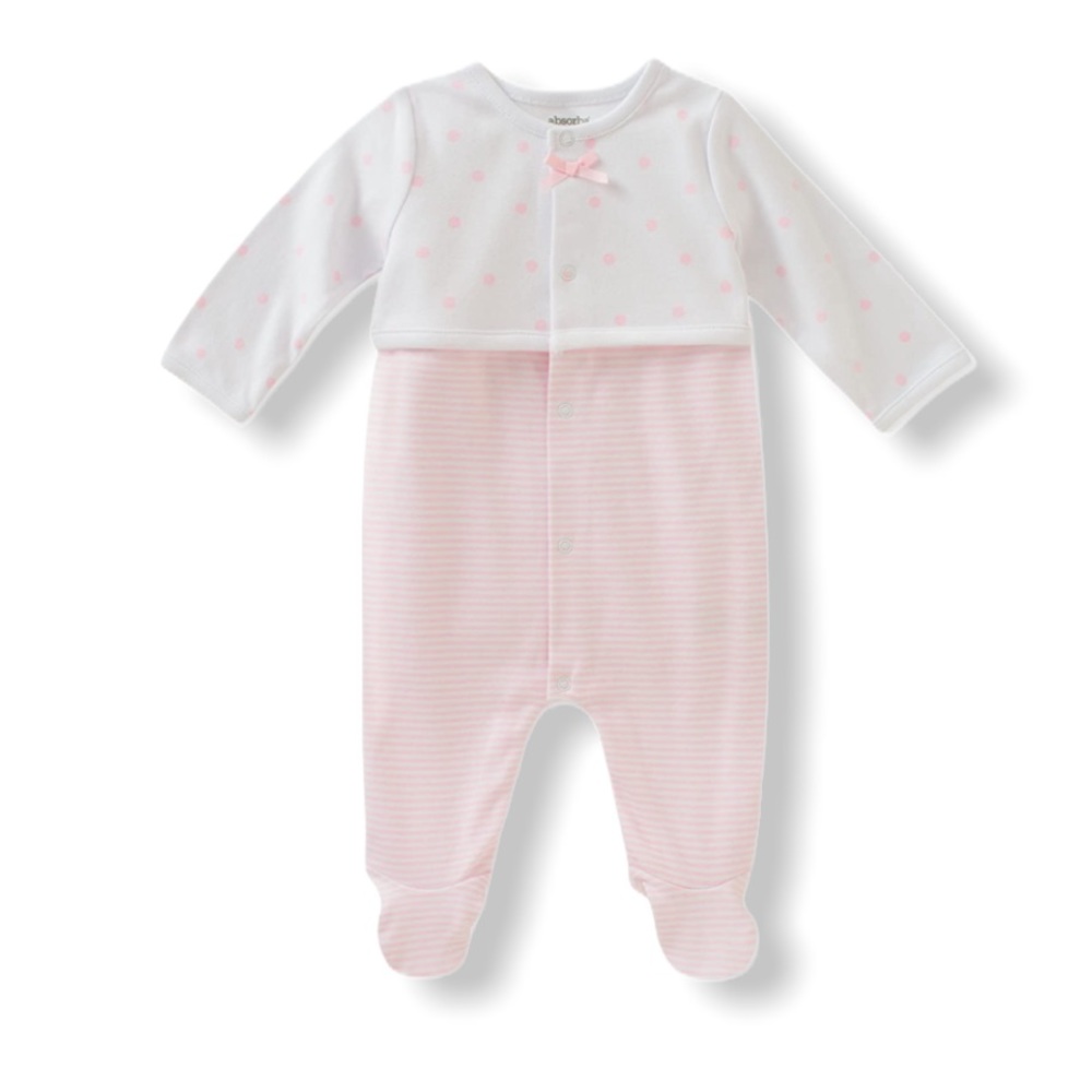 absorba Baby Girls Footie, Vanilla/Pink 3-6 Months